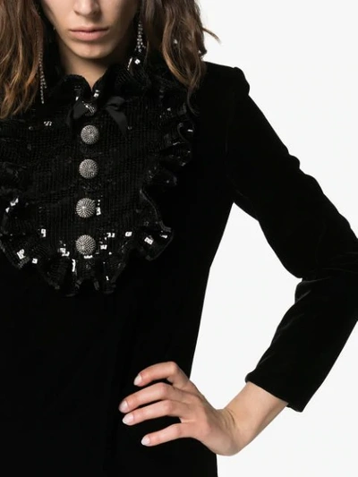 Shop Saint Laurent Sequin Embellished A-line Dress In Black