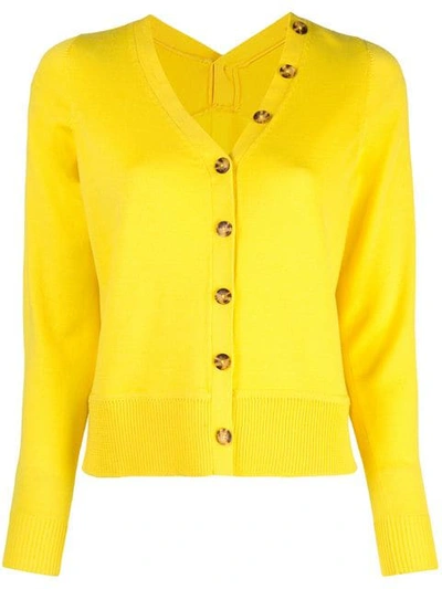 Shop Proenza Schouler L/s Cardigan-superfine Merino In Yellow