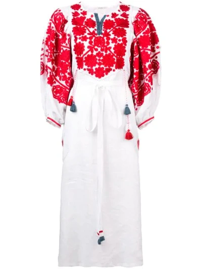 Shop Vita Kin Embroided Floral Folk Dress - White