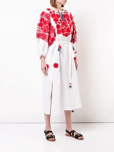 Shop Vita Kin Embroided Floral Folk Dress - White