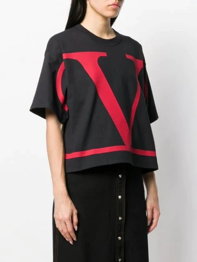 Shop Valentino Vlogo Printed T-shirt In 0nr Nero/rosso