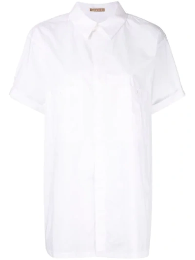 NEHERA 超大款短袖衬衫 - 白色