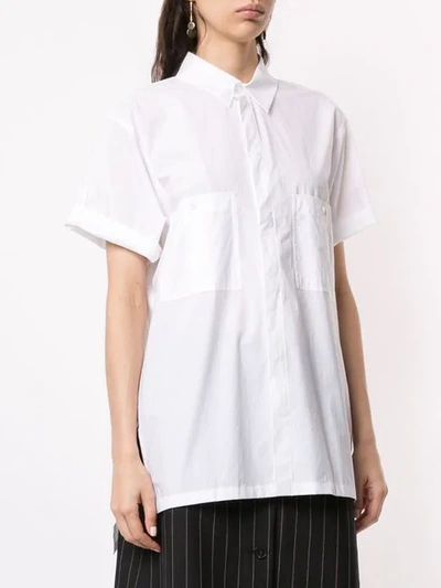 NEHERA 超大款短袖衬衫 - 白色
