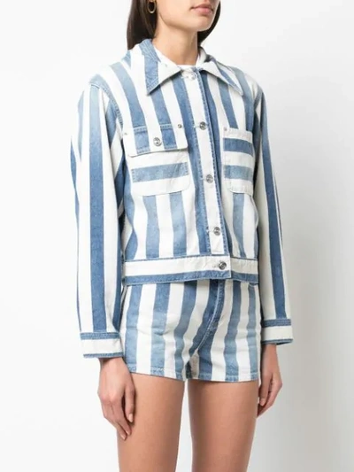 Shop Current Elliott Striped Denim Jacket In Blue