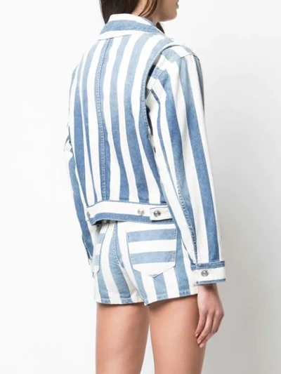 Shop Current Elliott Striped Denim Jacket In Blue