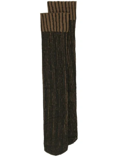 Shop Uma Wang Striped Stockings - Black
