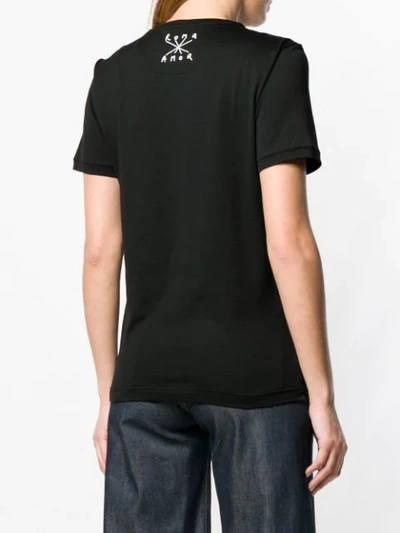 Shop Fendi Slogan Print T-shirt - Black