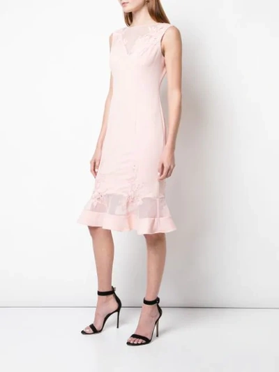 Shop Aidan Mattox Floral Embroidered Fishtail Dress In Pink