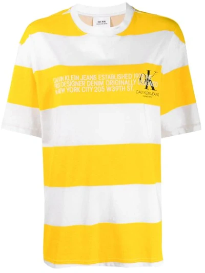 Shop Calvin Klein Jeans Est.1978 Logo Striped T-shirt In Yellow