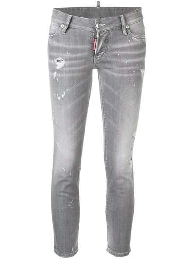 Shop Dsquared2 Jennifer Cropped Jeans In Grey