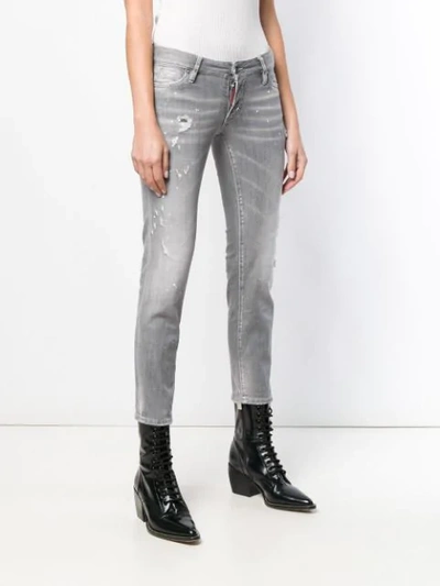 Shop Dsquared2 Jennifer Cropped Jeans In Grey