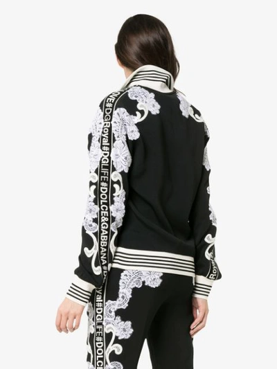 Shop Dolce & Gabbana Lace Embellished Track Top In Black