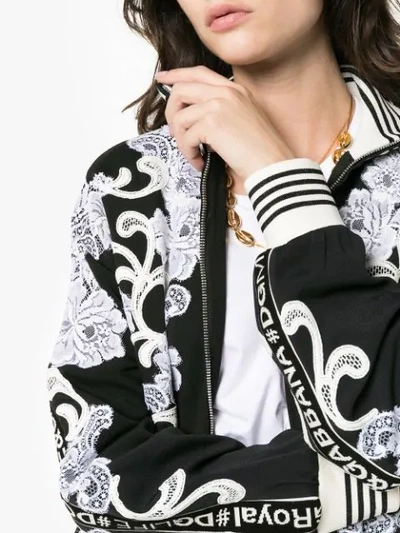 Shop Dolce & Gabbana Lace Embellished Track Top In Black
