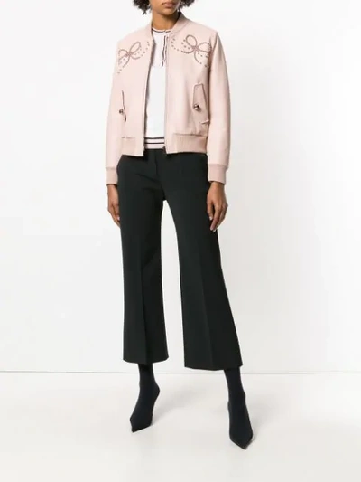 Shop Fendi Cropped Flared Trousers In Black