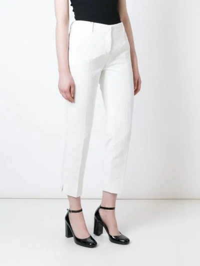 Shop Dolce & Gabbana Daisy Jacquard Trousers - White
