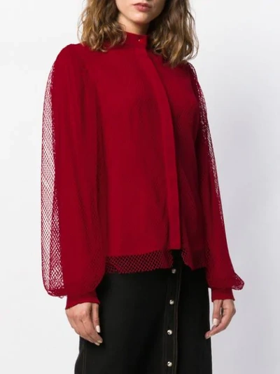 Shop Atu Body Couture Layered Net Blouse In Red