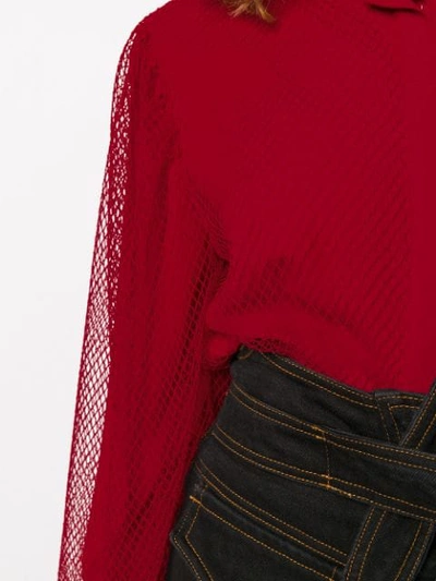 Shop Atu Body Couture Layered Net Blouse In Red