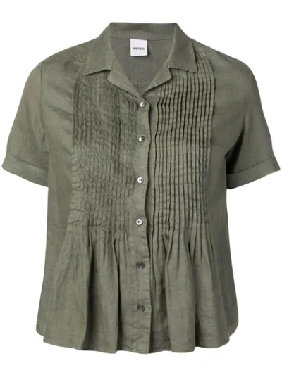 Shop Aspesi Short-sleeve Pleated Top - Green