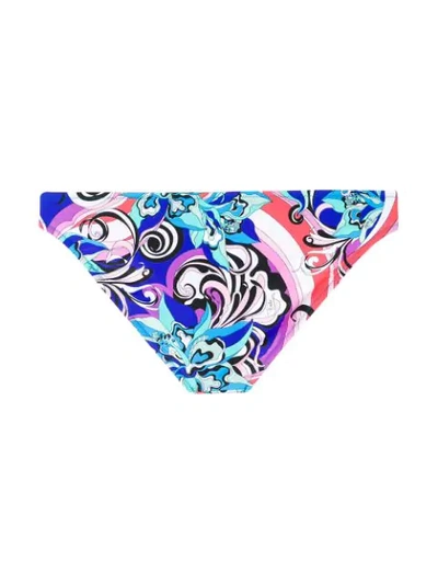 Shop Emilio Pucci Floral Print Bikini Bottoms In Blue
