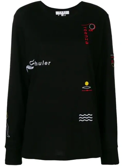 Shop Proenza Schouler Embroidered Long Sleeve T-shirt In Black