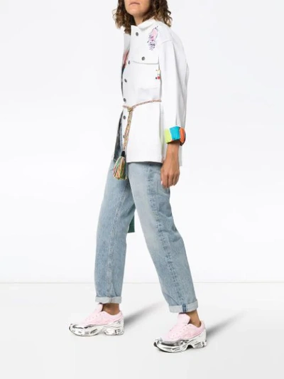 Shop Mira Mikati Embroidered Denim Jacket In White