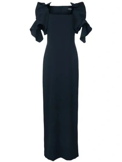 Shop Badgley Mischka Ruffle-detail Maxi Dress - Black