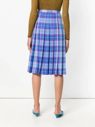 Shop Marco De Vincenzo Checked Pleated Skirt In Blue