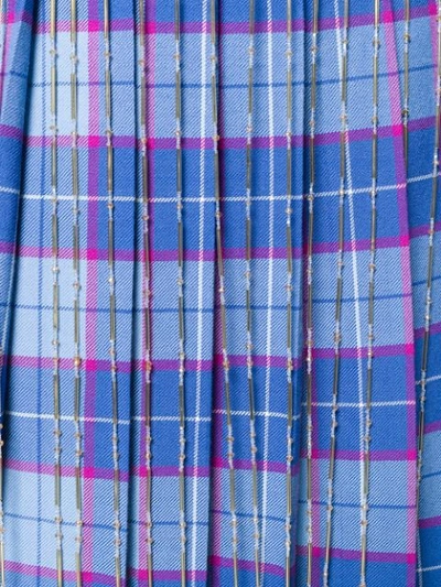 Shop Marco De Vincenzo Checked Pleated Skirt In Blue