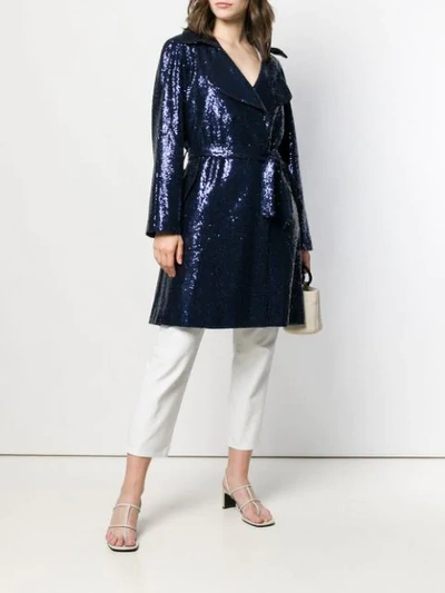 Shop In The Mood For Love Naomi Sequin Coat In Blue