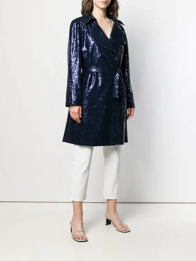 Shop In The Mood For Love Naomi Sequin Coat In Blue