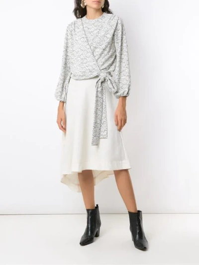 Shop Framed Bouclé Midi Skirt In White