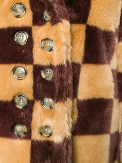 Shop Marco De Vincenzo Checked Faux Fur Coat - Brown