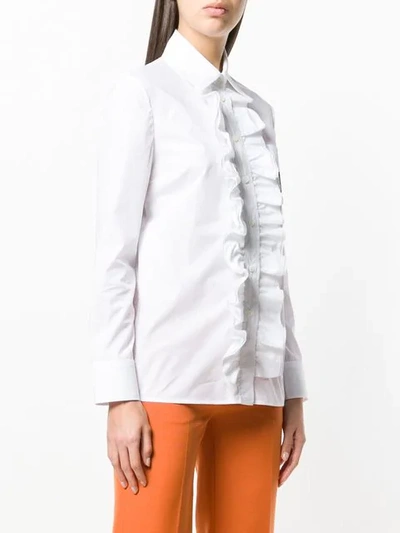 Shop Prada Front Ruffle Shirt In F0009  Bianco