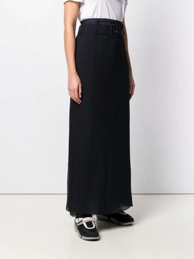 Shop Prada Long High-waisted Skirt In Blue