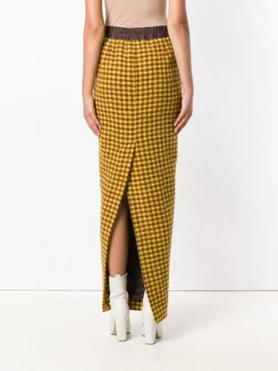 Shop Rick Owens Gingham Check Pencil Skirt In Yellow