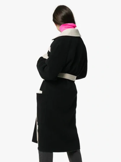 Shop Helmut Lang Logo Knit Belted Coat In Black