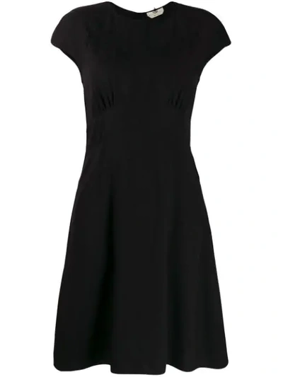 Shop Fendi Short Sleeve Mini Dress In Black