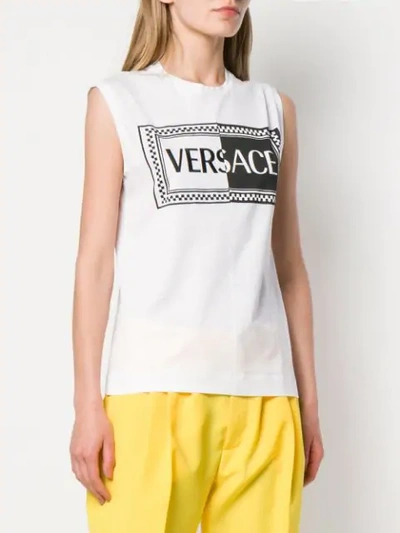 Shop Versace Logo Print Vest Top - White