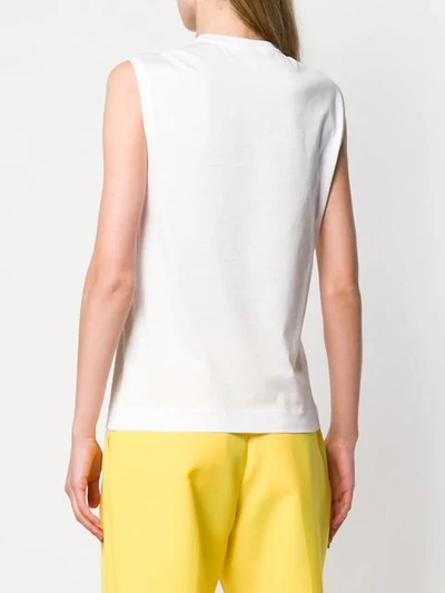 Shop Versace Logo Print Vest Top - White