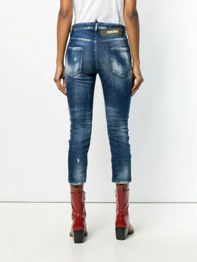 Shop Dsquared2 Boyfriend Distressed Cropped Jeans In Blue