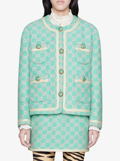 Shop Gucci Tweed-jacke Mit Gg In Blue