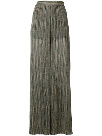 Shop M Missoni Knit Trousers In Green