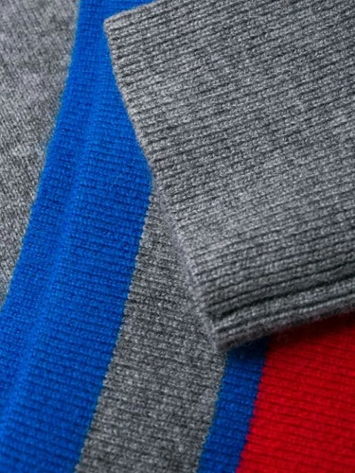 Shop Sandro Stripe Detail V-neck Jumper In Grey