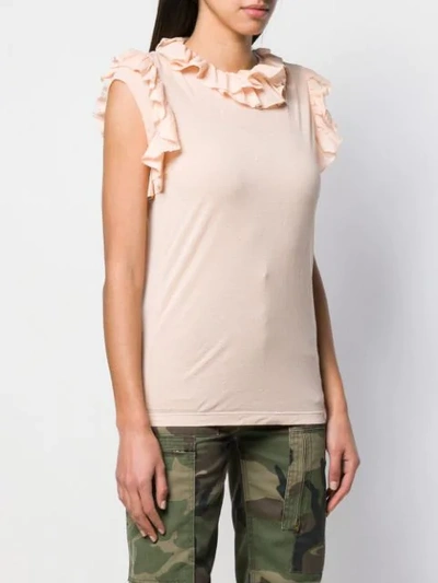 Shop Dsquared2 Ruffle Trim Top In Neutrals