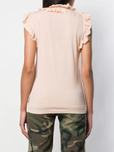 Shop Dsquared2 Ruffle Trim Top In Neutrals