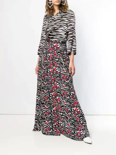 Shop Adam Selman A-line Tiger Print Maxi Skirt - Black