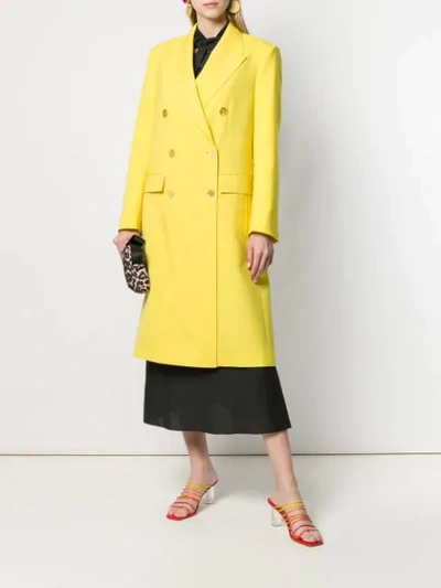 Shop Rochas Double Breasted Coat In Yellow