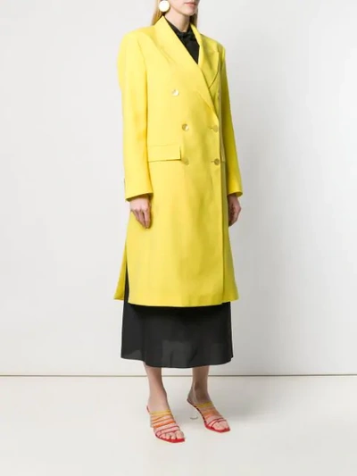 Shop Rochas Double Breasted Coat In Yellow