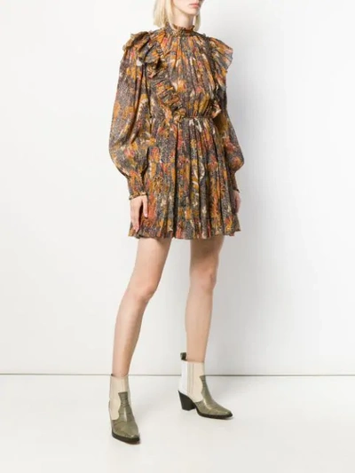 Shop Ulla Johnson Printed Ruffle Dress In Brown