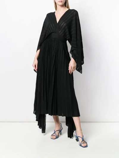 Shop Valentino Pleated Knit Cocktail Dress In Black